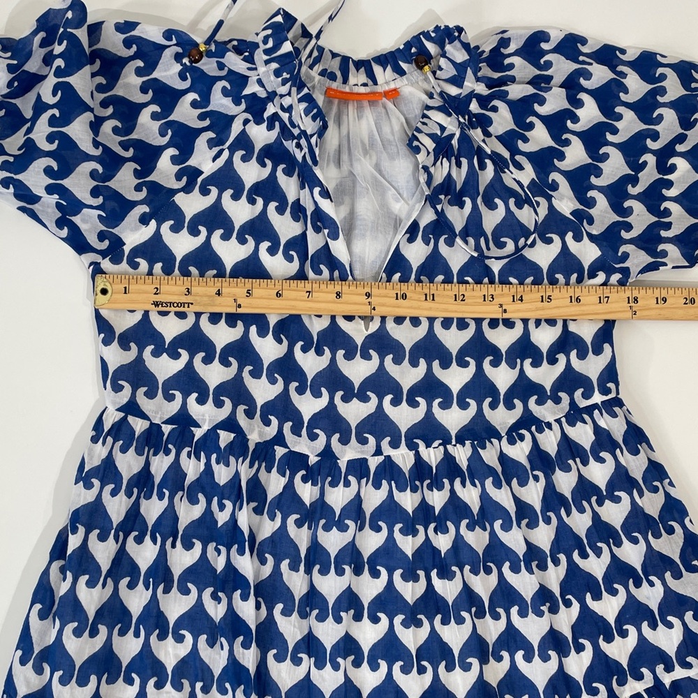 Oliphant Dress XS united Arrows Blue White Print Tiered Lightweight Cotton EUC - Picture 7 of 11